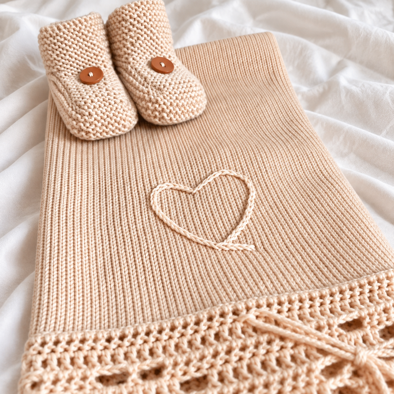 coffret cadeau bébé tricoté mains