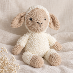 Peluche doudou mouton tricoté main