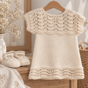 robe bébé maille tricoté blanc naturel