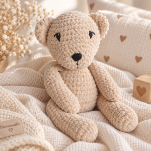 Peluche doudou ours tricoté main