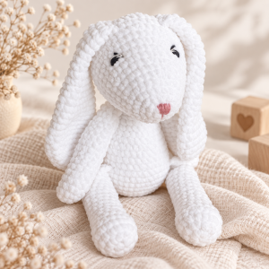 Lapin blanc tricoté mains made in France