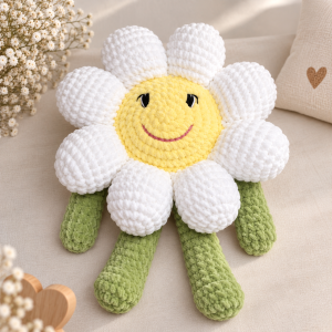 Peluche doudou marguerite tricoté main