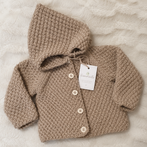 Veste capuche tricoté beige foncé