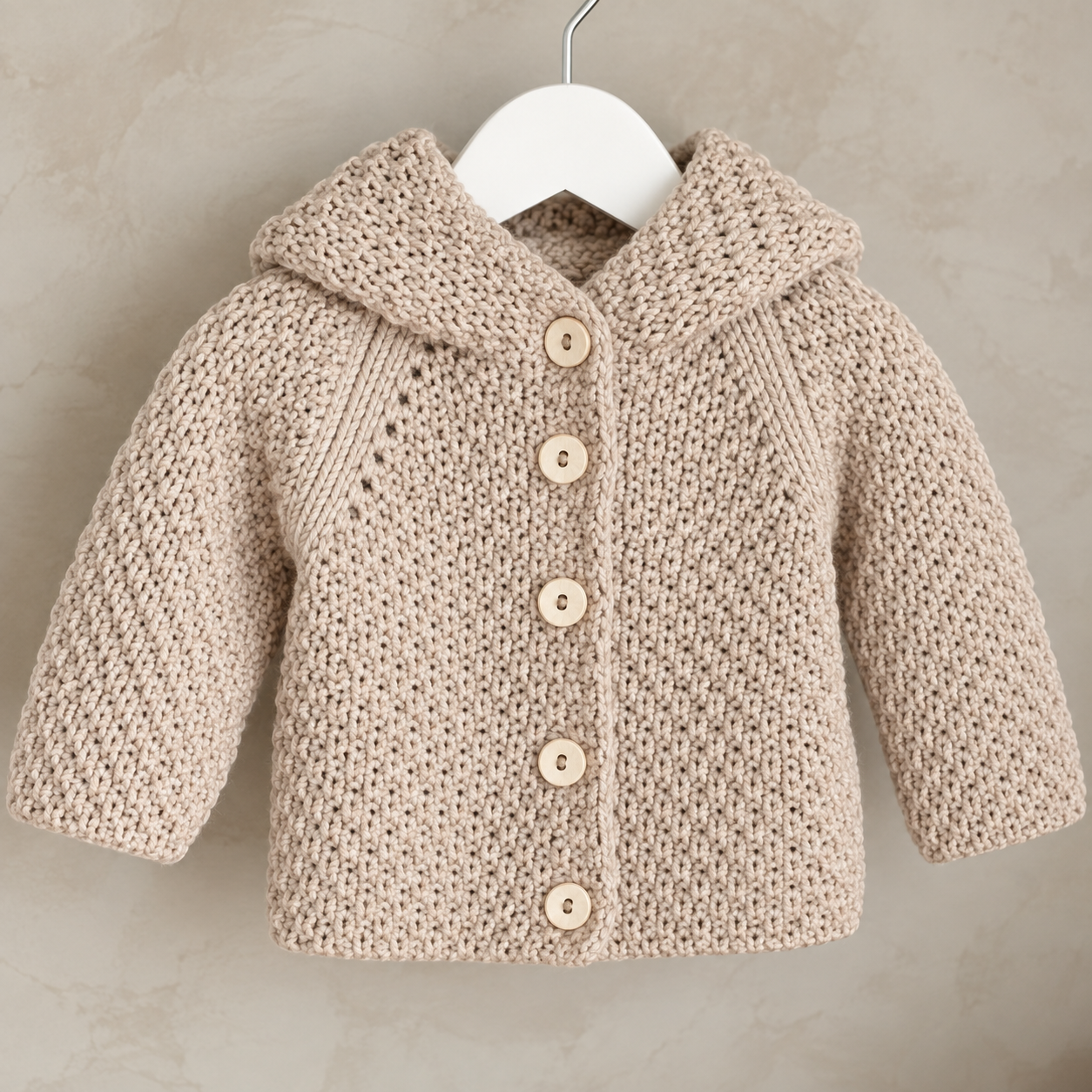 veste tricoté capuche beige claire