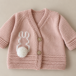 Gilet tricoté rose pale lapin