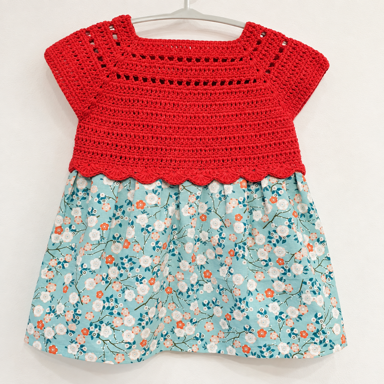 robe rouge tricoté liberty bleu ciel